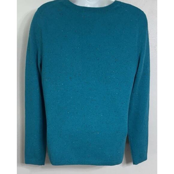 Lands End 100% Cashmere Twin Sweater Set Women’s Small 6-8 Button Cardigan Teal - Picture 5 of 9